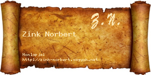 Zink Norbert névjegykártya